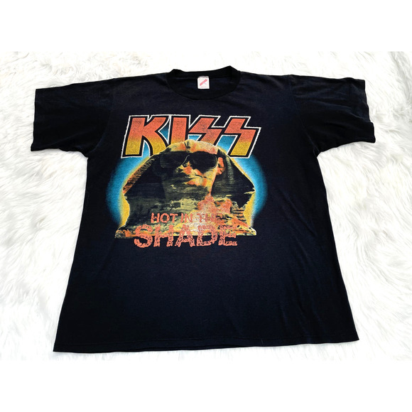 VTG Kiss Hot in the Shade 1990 Sphinx T Shirt Tee Sz XL Single Stitch Jerzees - Picture 1 of 4